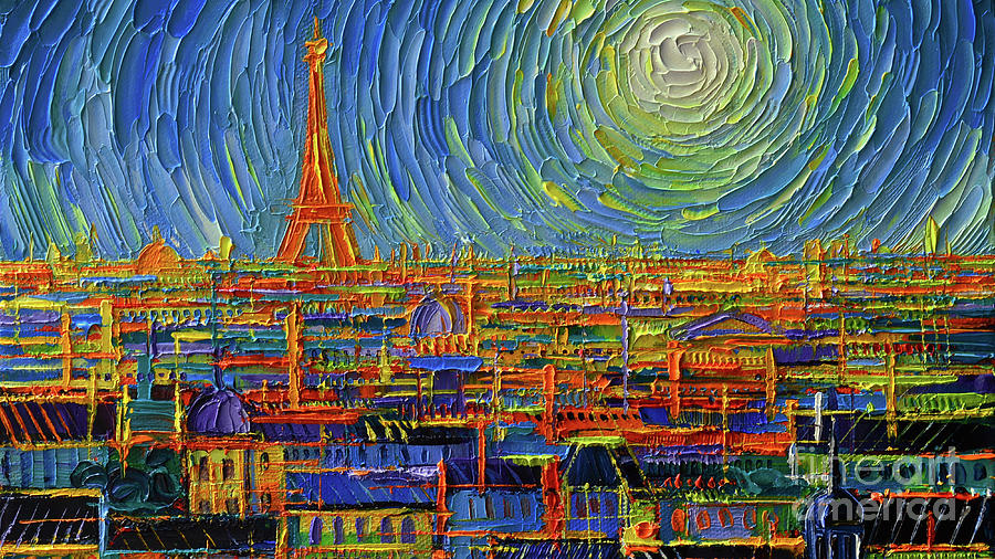 Blue Paris Painting by Mona Edulesco