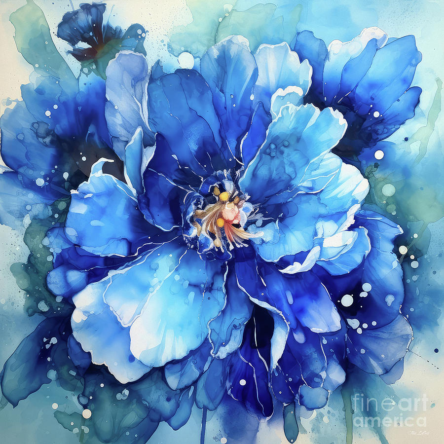Big Blue Peony Flower 2 Painting
