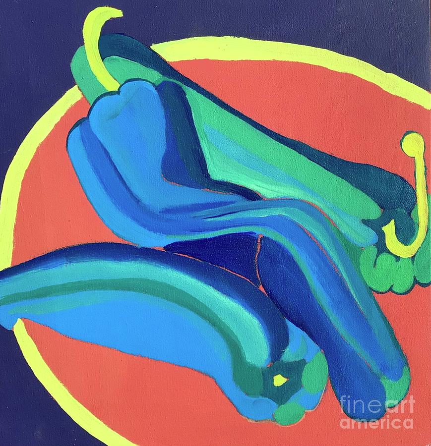 Blue Peppers Painting by Debra Bretton Robinson