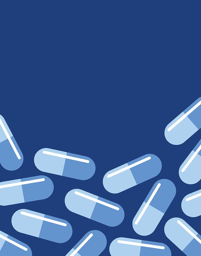 Blue Pills On A Blue Background Drawing by RobinOlimb