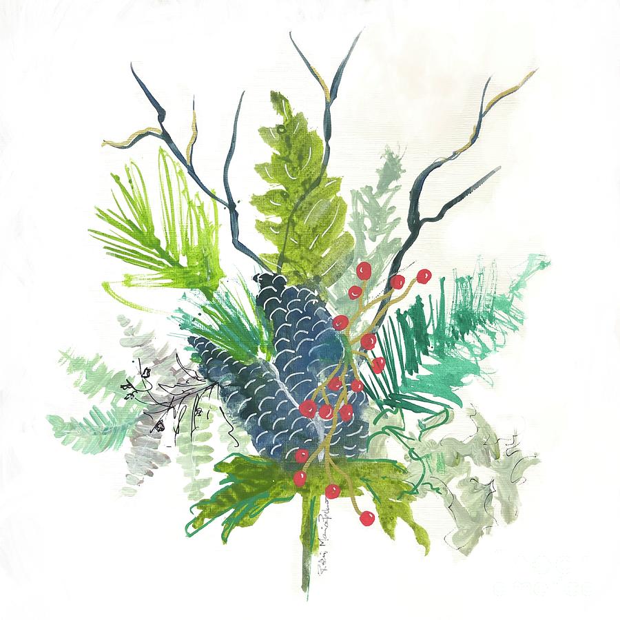 Blue Pine cone Painting by Robin Pedrero