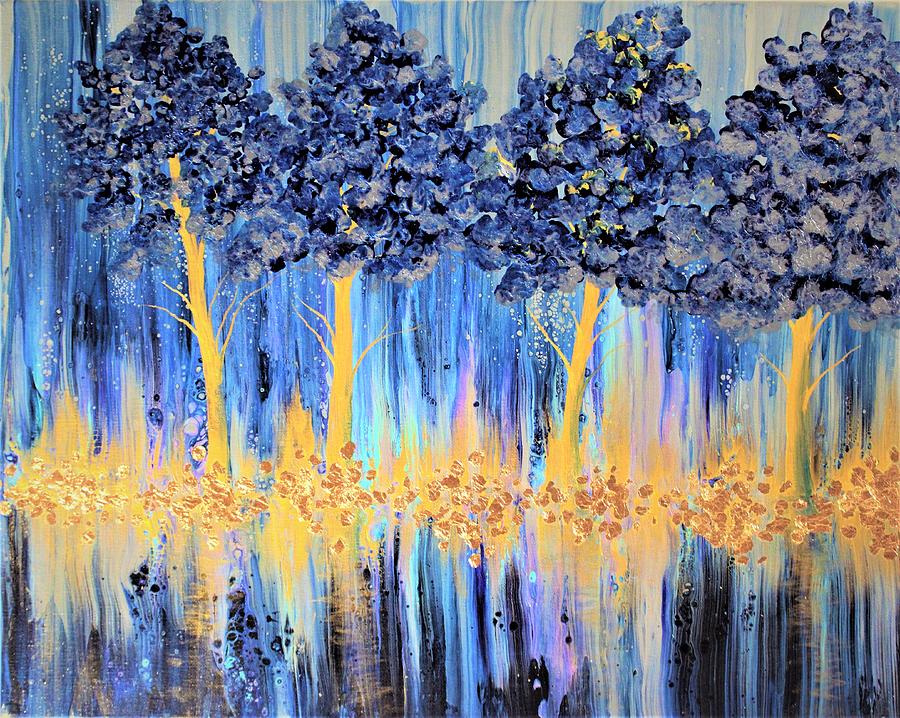 Blue Pine Trees  Painting by Tanya Harr