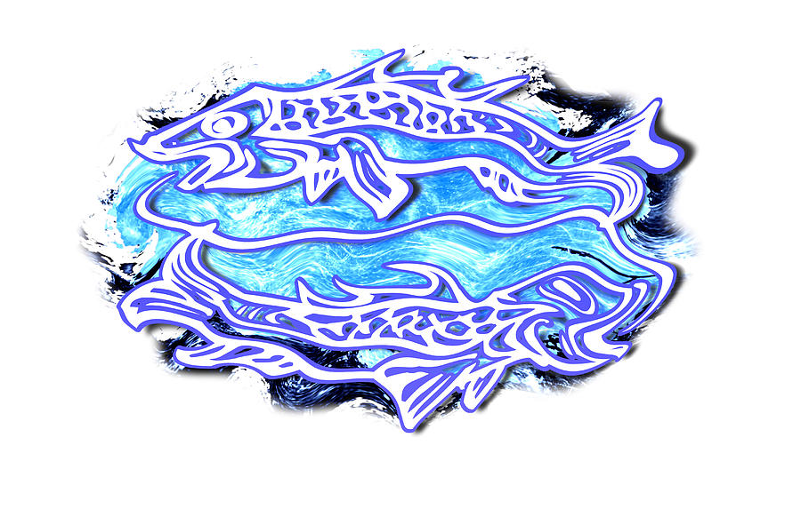 Blue Pisces March Zodiac Sign Digital Art by Delynn Addams