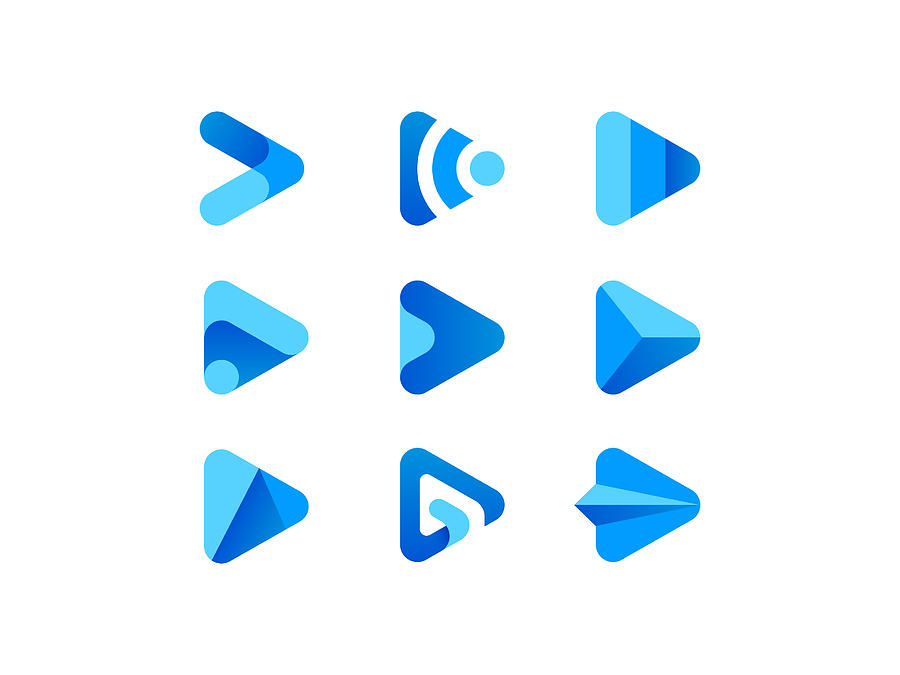 Blue Play Media Button Logo Drawing by Bounward