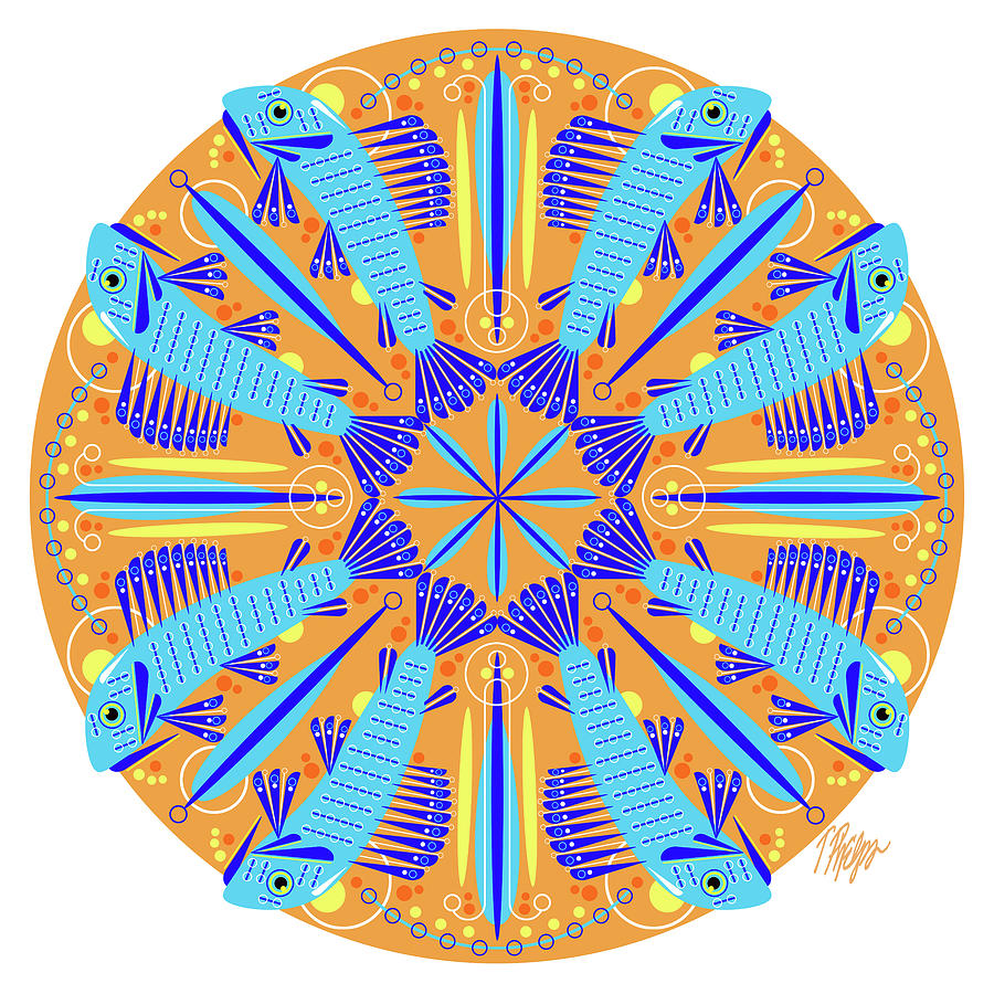 Blue Plecostomus Nature Mandala Digital Art by Tim Phelps