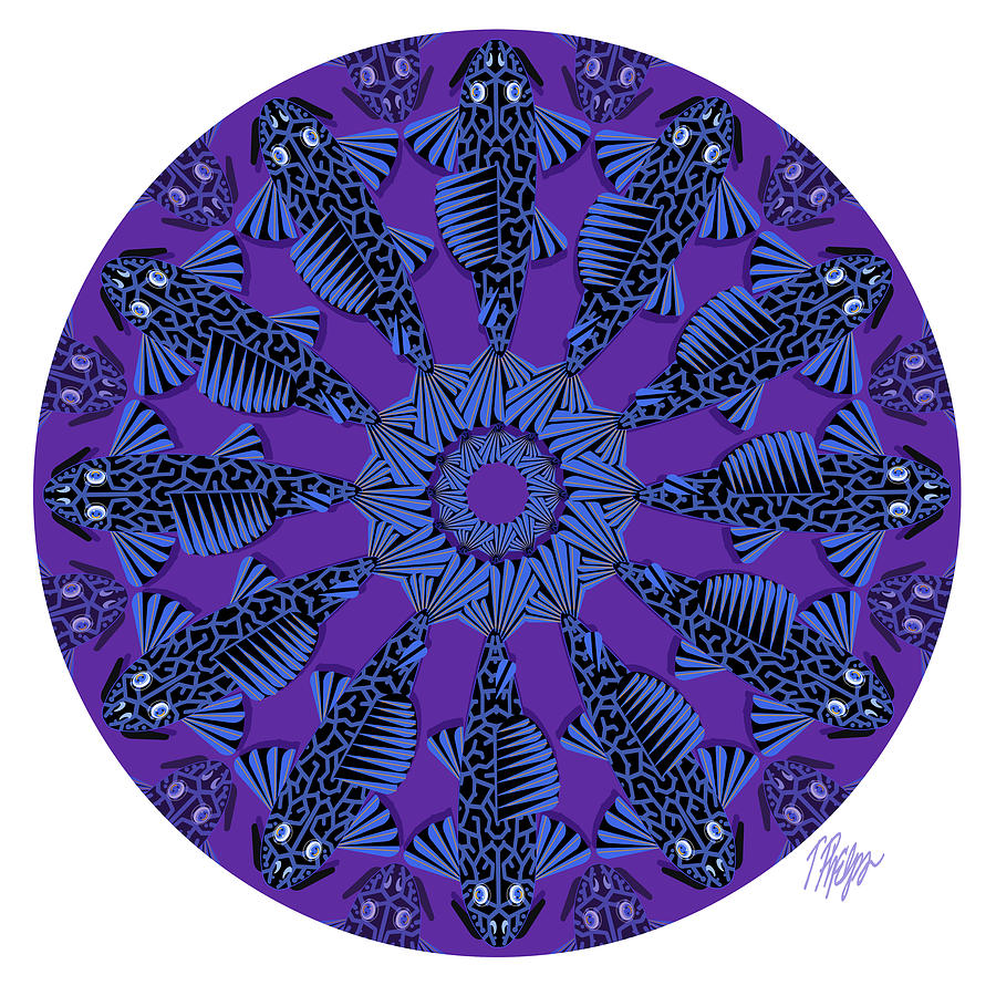 Blue Plecostomus Spiral Mandala Digital Art by Tim Phelps