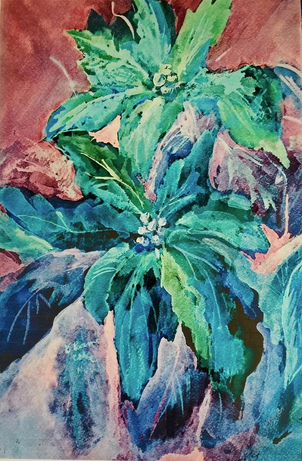 Blue Poinsettias Painting by Charme Curtin