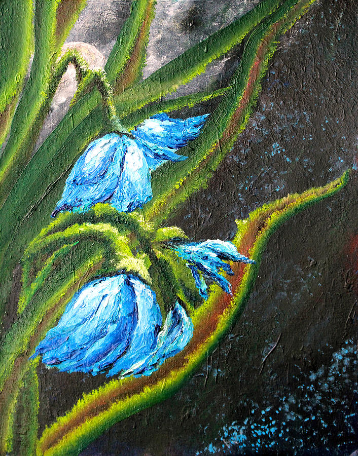 Blue Poppies Painting by Medea Ioseliani