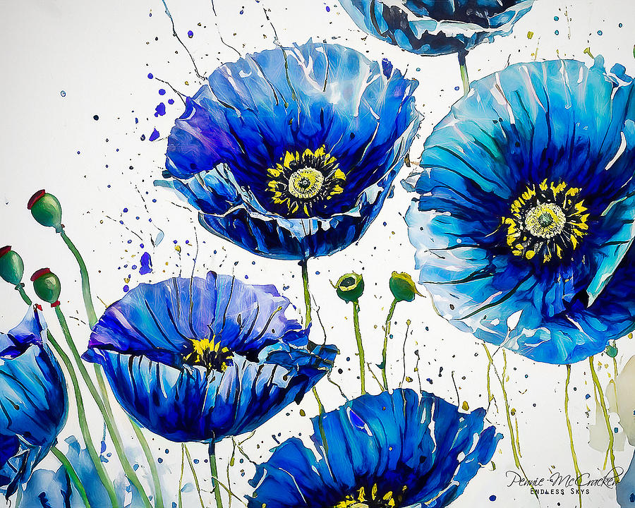 Blue Poppies Mixed Media by Pennie McCracken