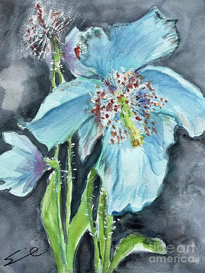 Blue Poppies Painting by Sonia Mocnik