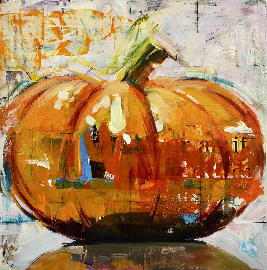 Pumpkin Mixed Media - Blue Pumpkin by Annie Salness