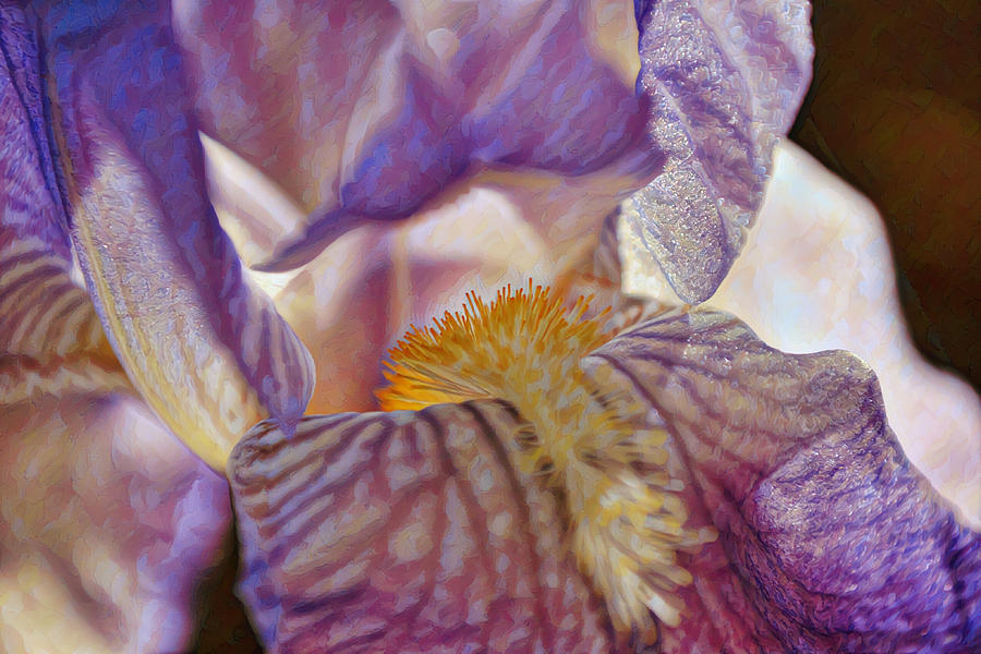 Blue Purple Iris Impressionist Style Digital Art by Gaby Ethington
