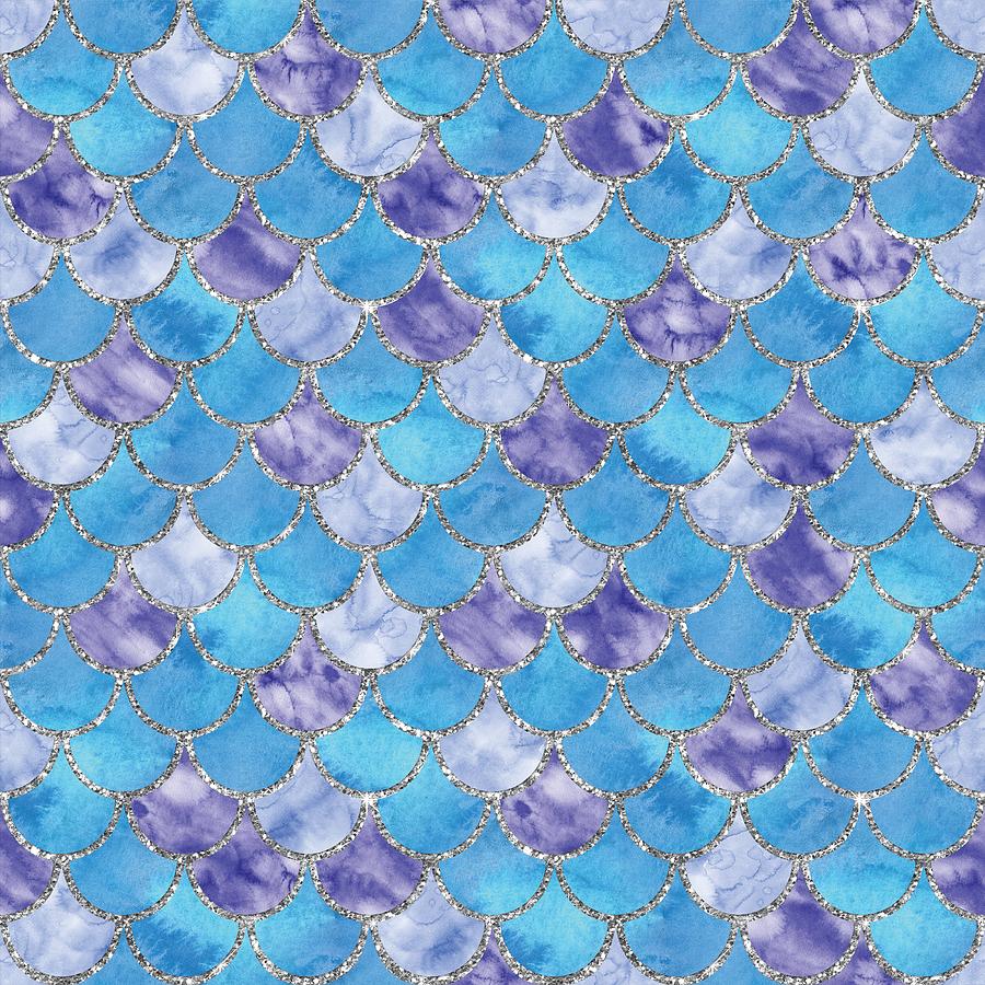 Blue Purple Mermaid Scales Digital Art by Sambel Pedes
