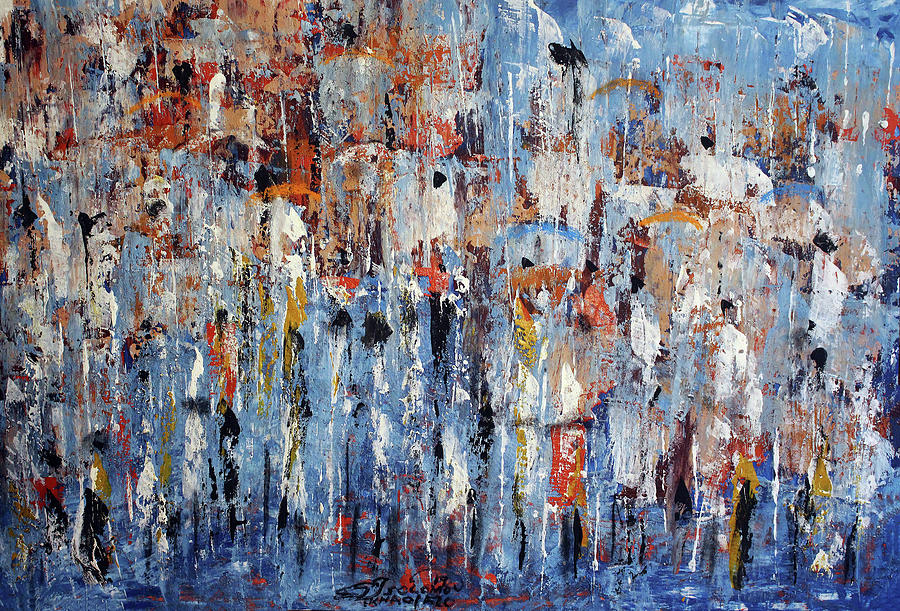 Blue Rain  Painting by Solomon Sekhaelelo