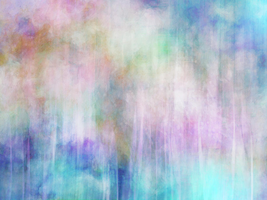Blue Rain Summer - abstract art - modern art Digital Art by Ann Powell
