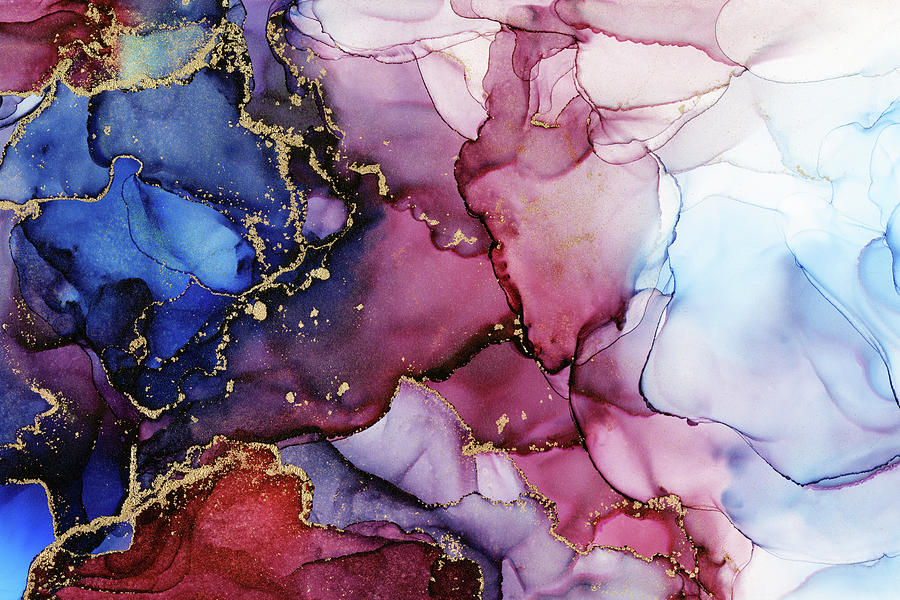 Pattern Painting - Blue Raspberry Marble Tide by Olga Shvartsur