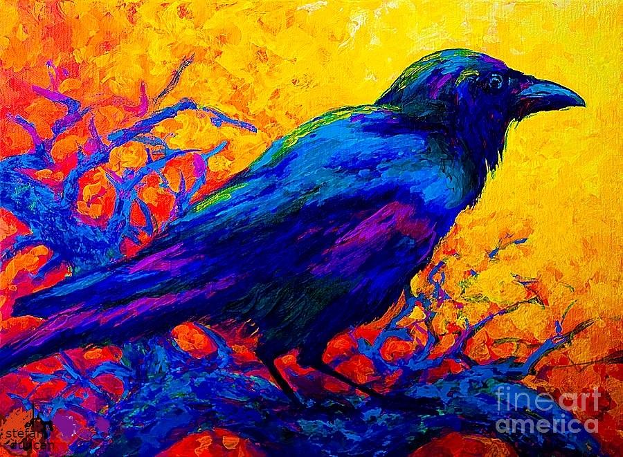 Blue Raven Painting by Stefan Duncan