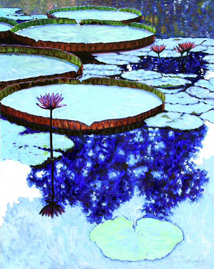 Flower Painting - Blue Reflections by John Lautermilch