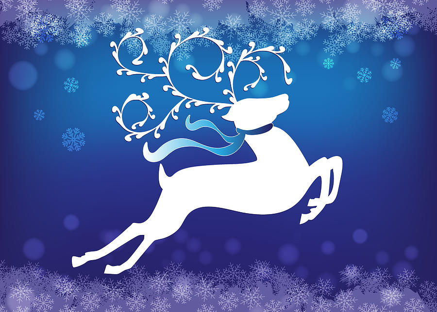 Blue Reindeer Christmas Card Digital Art by Serena King