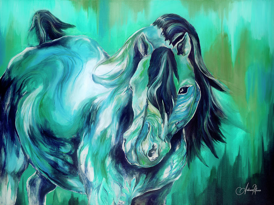 Horse Painting - Blue Rider by Amberose Marie