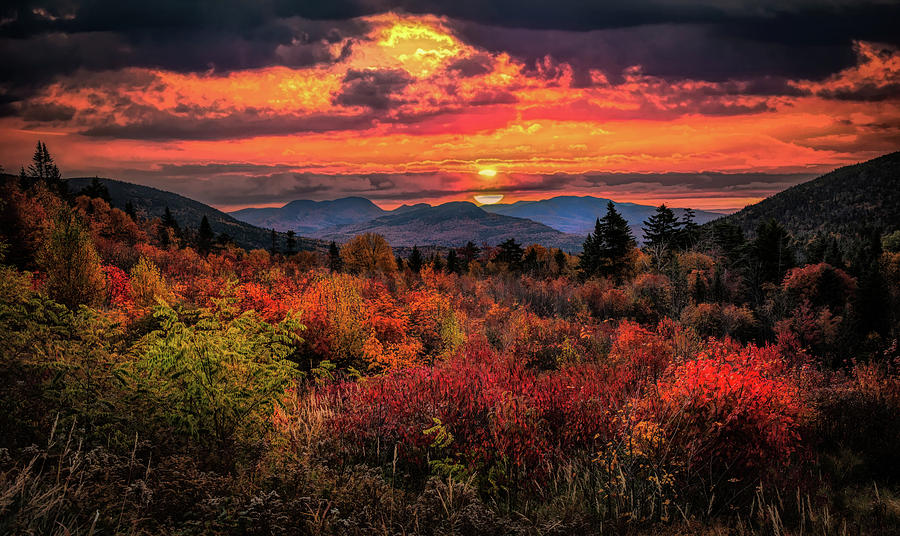 Blue Ridge Autumn Sunrise Landscape Mixed Media by Dan Sproul