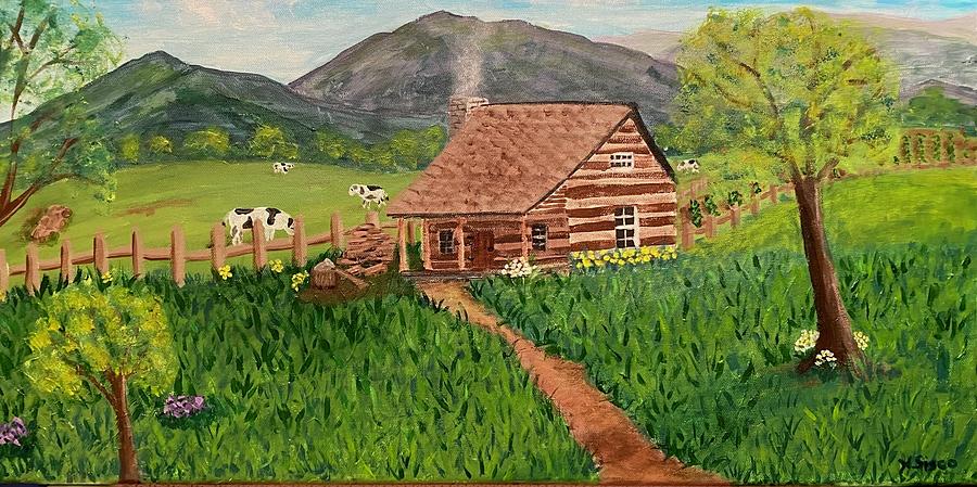 Blue Ridge Cabin Painting by Nancy Sisco