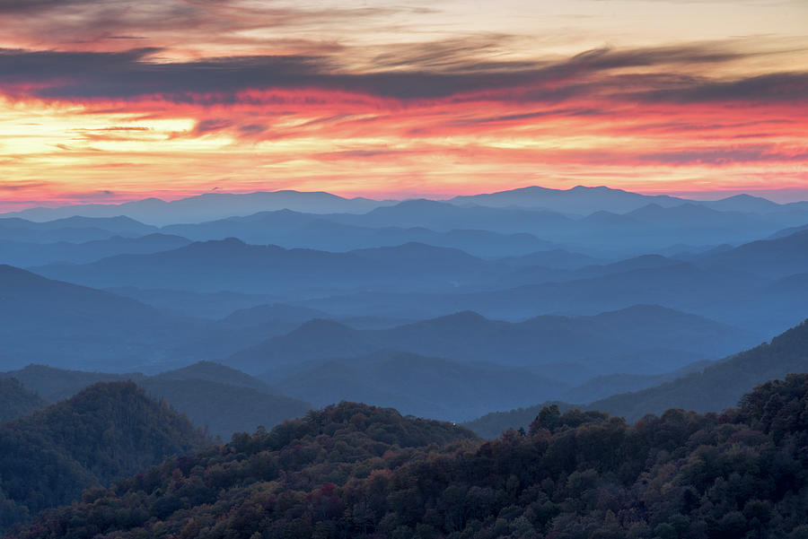Sunset Photograph - Blue Ridge Mountain Layers by Eric Albright