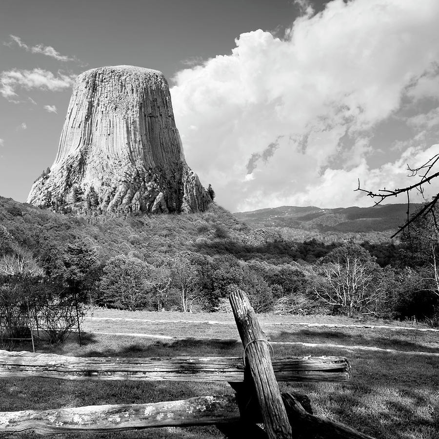 Blue Ridge Mountains and Devils Tower BW Photograph by Bob Pardue