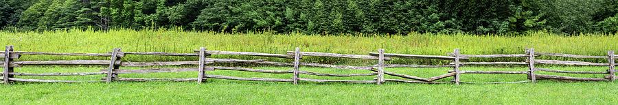 Mountain Photograph - Blue Ridge Mountains Split Rail Wood Fence Panorama 108 by Dan Carmichael