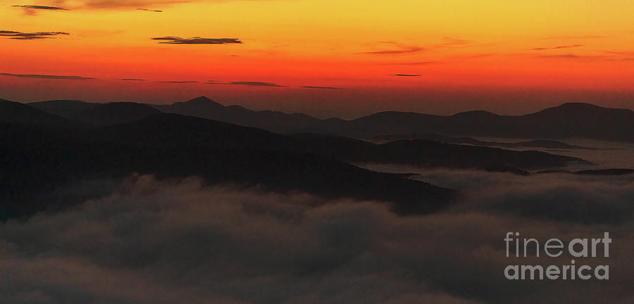 Blue Ridge Mountains Sunset Aerial View Photograph by David Oppenheimer