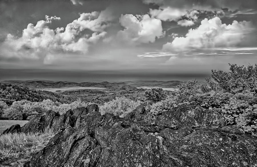Blue Ridge Mountains View BW Photograph by Dan Carmichael
