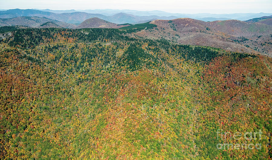 Blue Ridge Parkway Aerial View with Autumn Colors Photograph by David Oppenheimer
