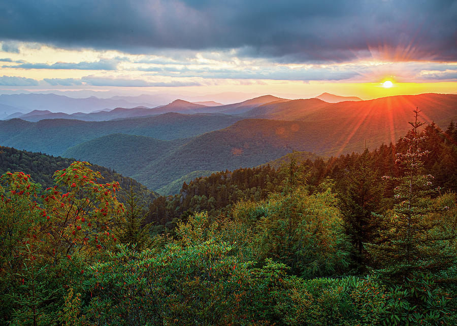 Blue Ridge Parkway Asheville NC Late Summer Sunset Scenic Photograph by Robert Stephens