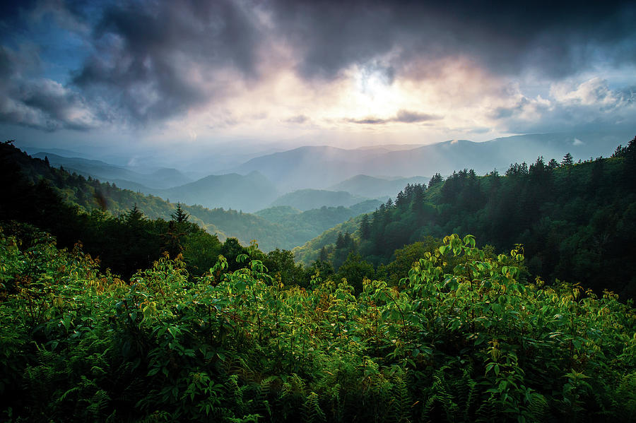 Blue Ridge Parkway Asheville NC The Lighted Horizon Photograph by Robert Stephens