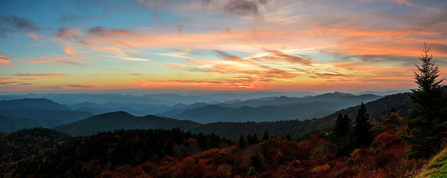 Blue Ridge Parkway Mild Pastel Sunset Panorama Photograph by Steve ...