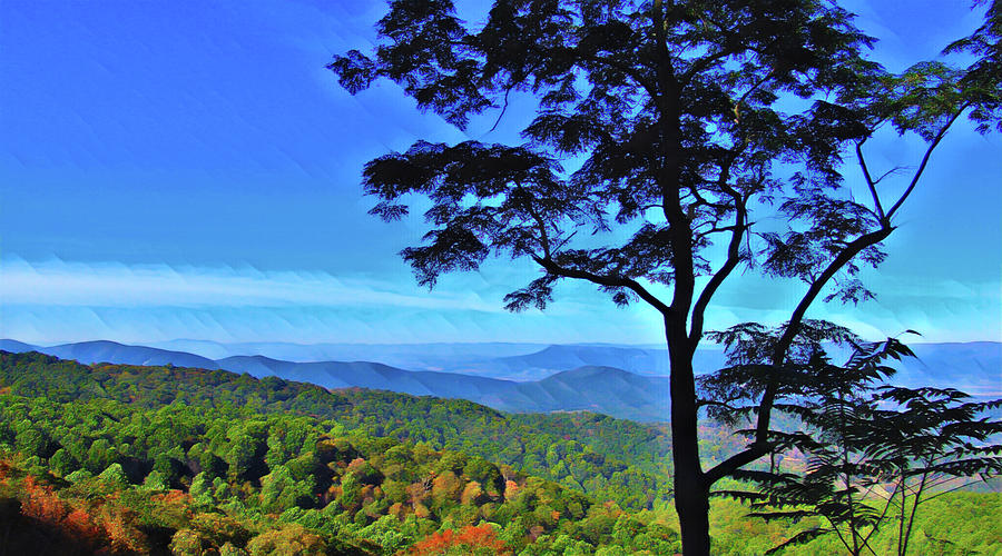 Blue Ridge Parkway Overlook Painting Photograph by The James Roney Collection