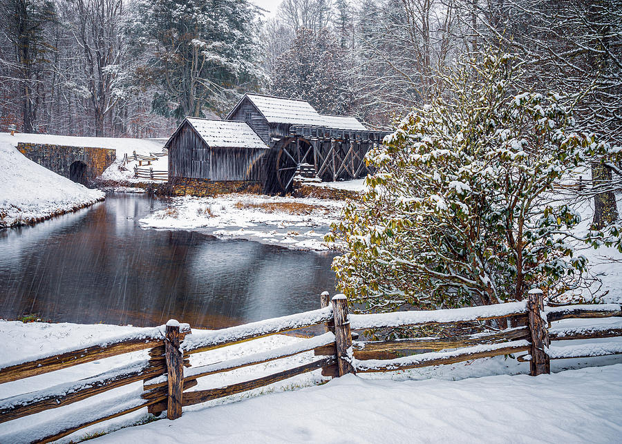 Blue Ridge Parkway Southwest Virginia Mabry Mill Winter Photograph by Robert Stephens
