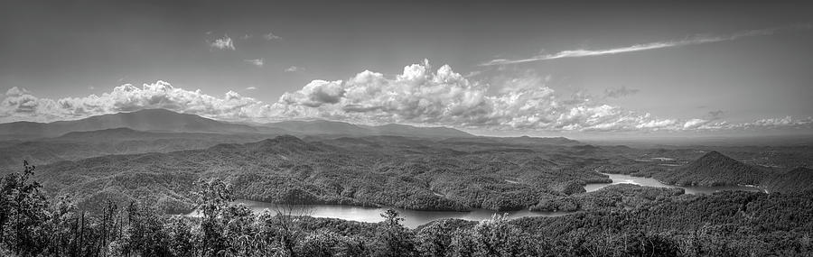 Blue Ridge Smoky Mountains Overlook Black and White Photograph by Debra and Dave Vanderlaan