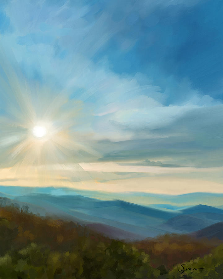 Blue Ridge Sun Painting by Mary Sparrow