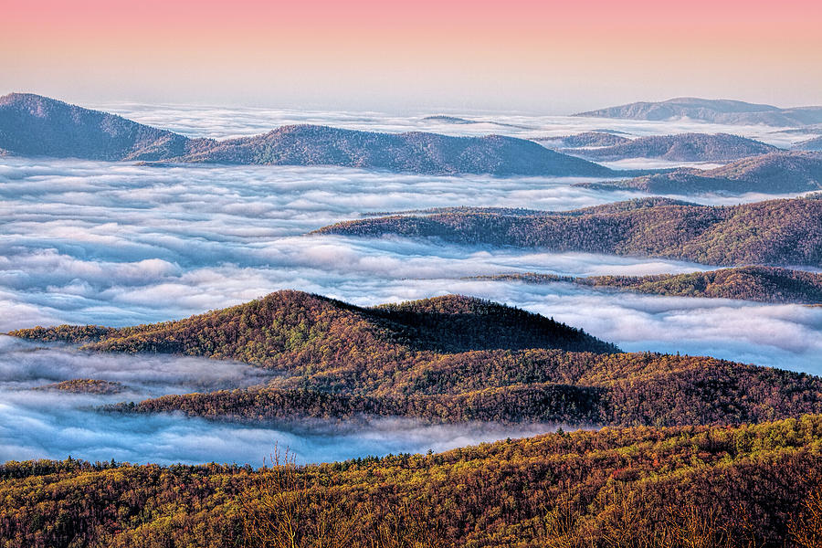 Blue Ridge Sunrise Sea of Clouds Photograph by Dan Carmichael