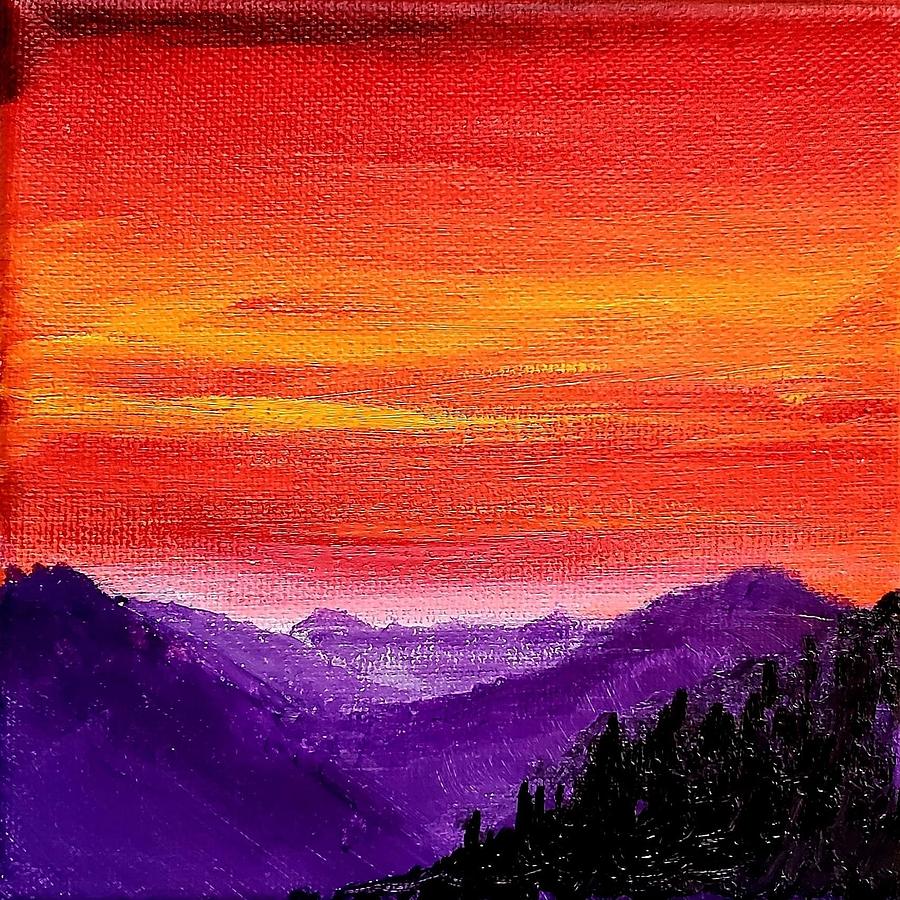 Blue Ridge Sunset Painting by Amy Kuenzie
