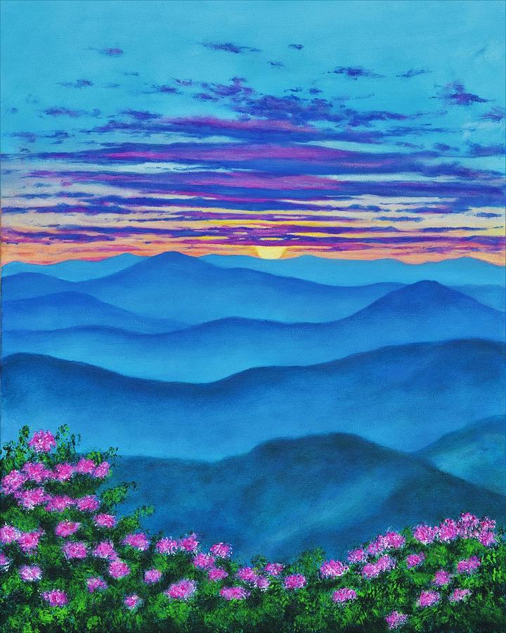 Sunset Painting - Blue Ridge Sunset by Charles Hill