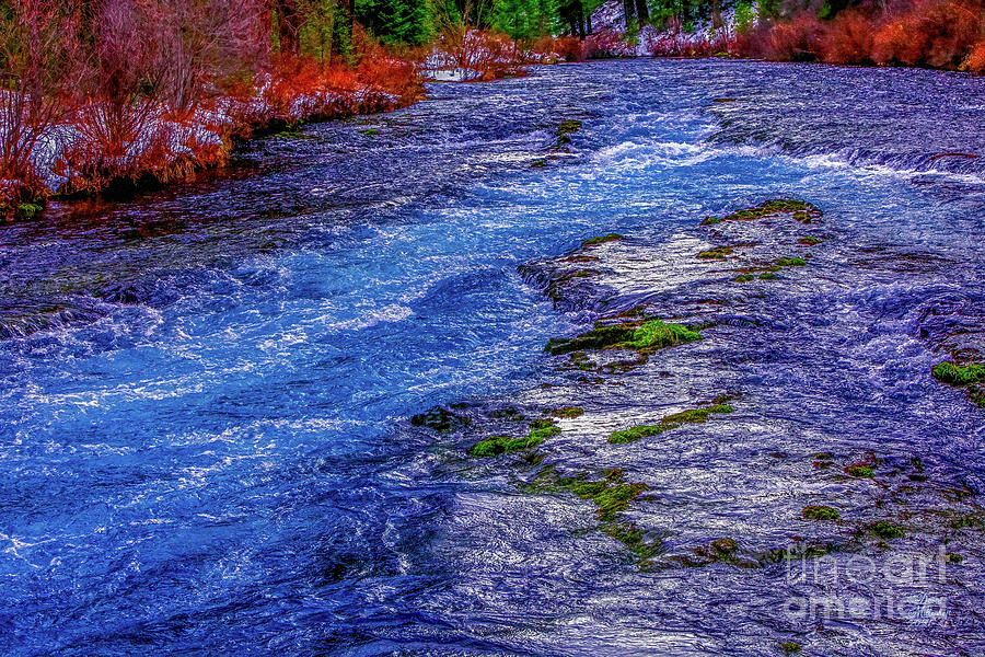 Blue River in Autumn Photograph by David Millenheft
