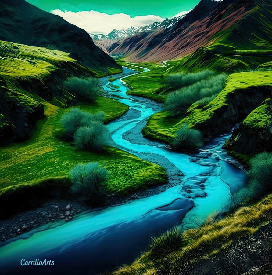 Blue River  Digital Art by Ruben Carrillo