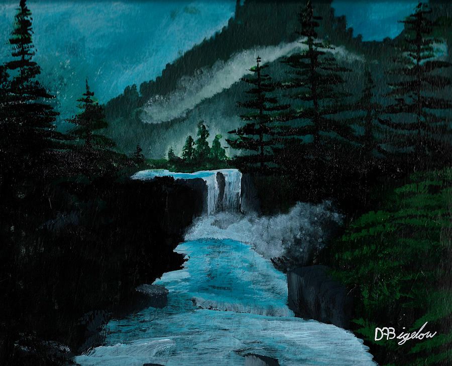 Blue River Style Of Bob Ross Painting by David Bigelow