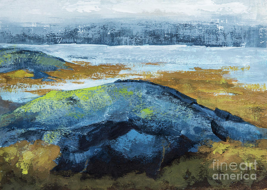 Blue Rock Painting by Susan Cole Kelly Impressions