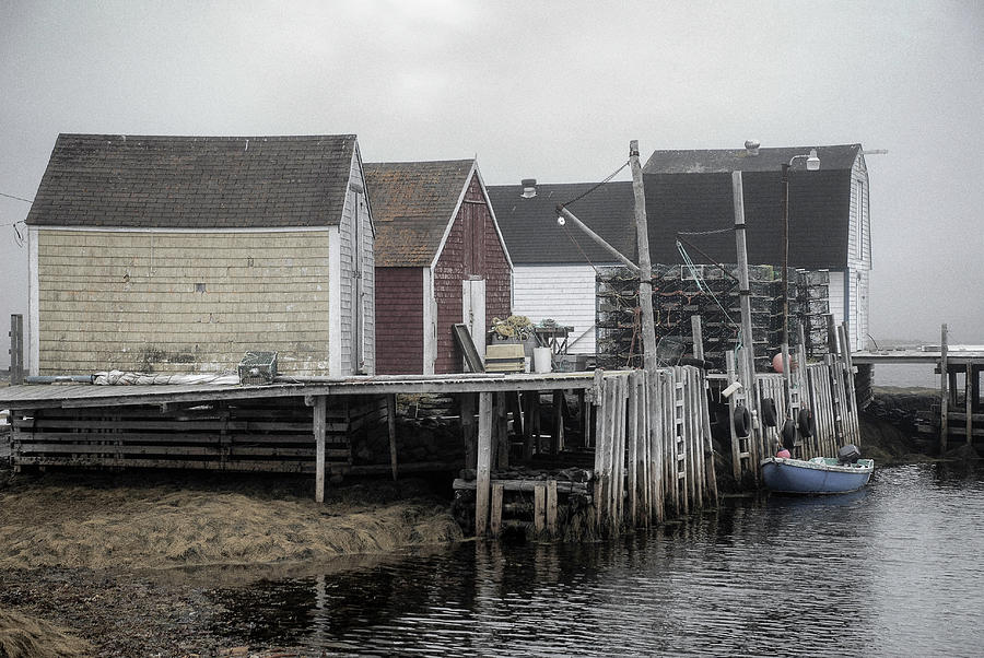 Blue Rocks fishing sheds on a gloomy day Photograph by Murray Rudd