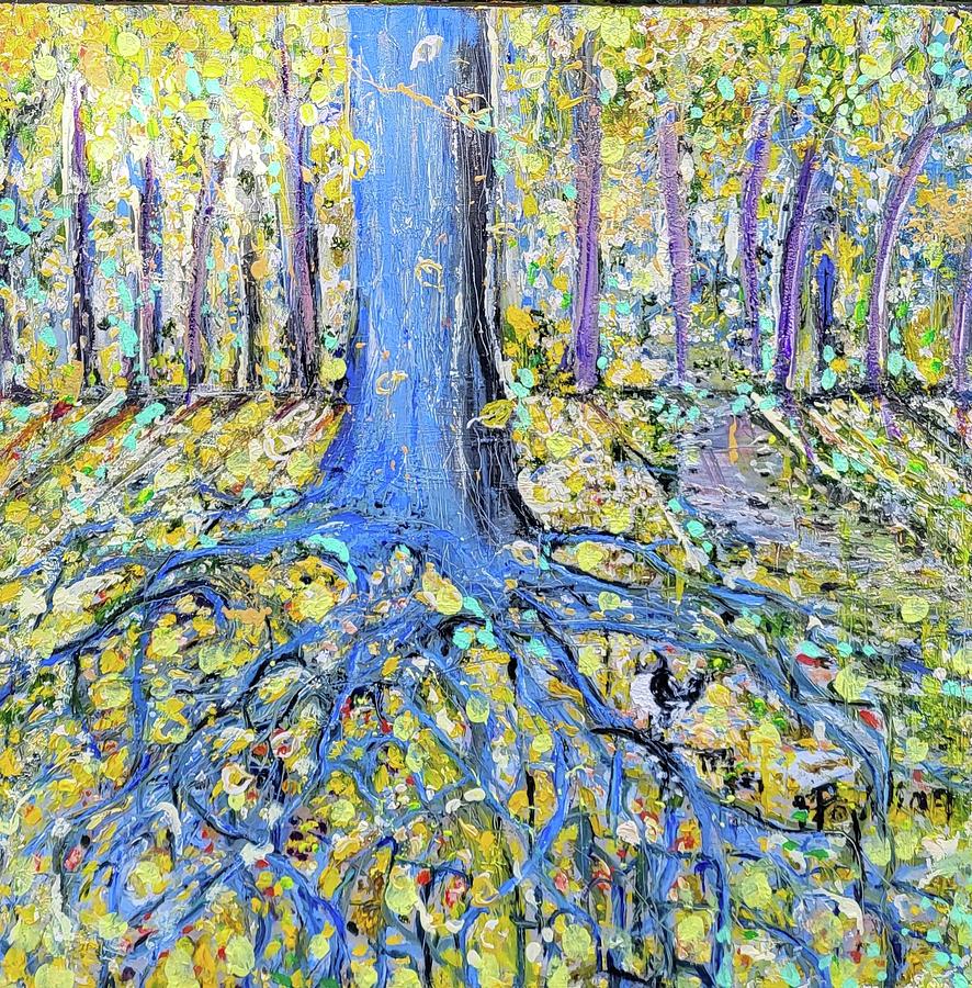 Blue Roots Painting by Evelina Popilian