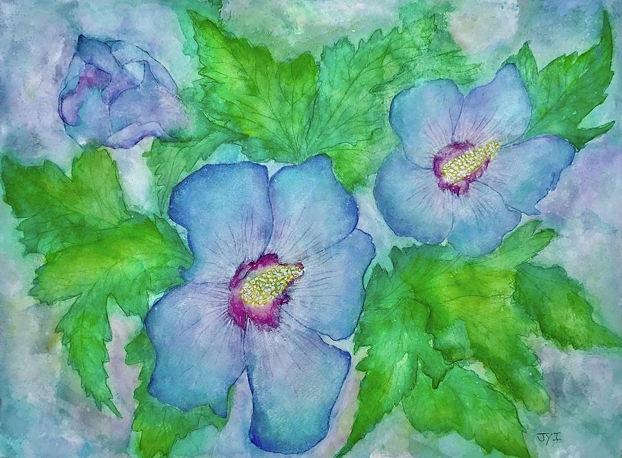Blue Rose of Sharon Painting by Janet Immordino