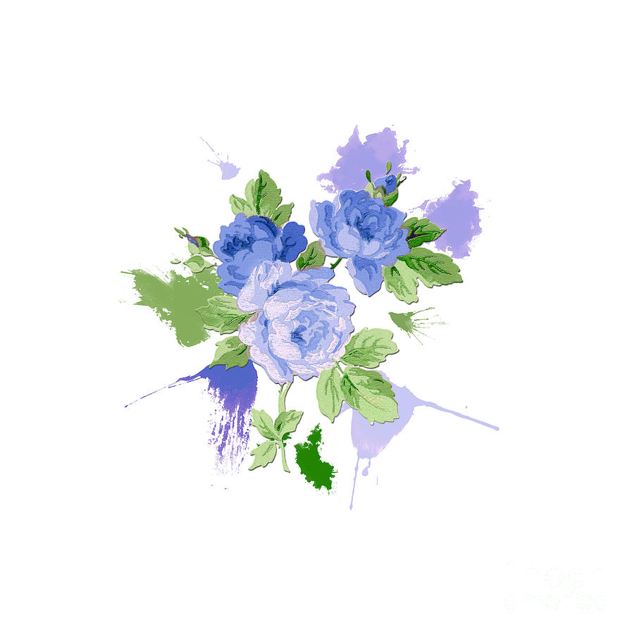 Blue Rose watercolour Digital Art by Terri Waters